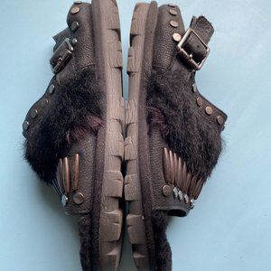 UGG leather fur studs feathers